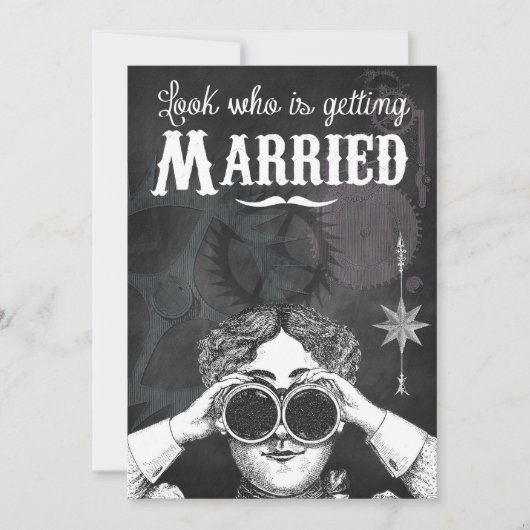 Invitation Chalkboard Steampunk Mariage (Devant)