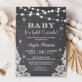 Invitation Chalkboard String Lights Baby Il fait froid dehors