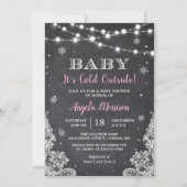 Invitation Chalkboard String Lights Baby Il fait froid dehors (Devant)
