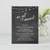 Invitation Chalkboard String Lights Mariage Réception uniquem (Debout devant)
