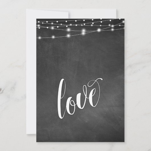 Invitation Chalkboard String Lights Mariage Réception uniquem (Dos)