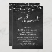 Invitation Chalkboard String Lights Mariage Réception uniquem (Devant / Derrière)