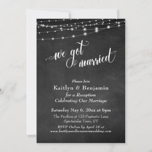 Invitation Chalkboard String Lights Wedding Reception Only