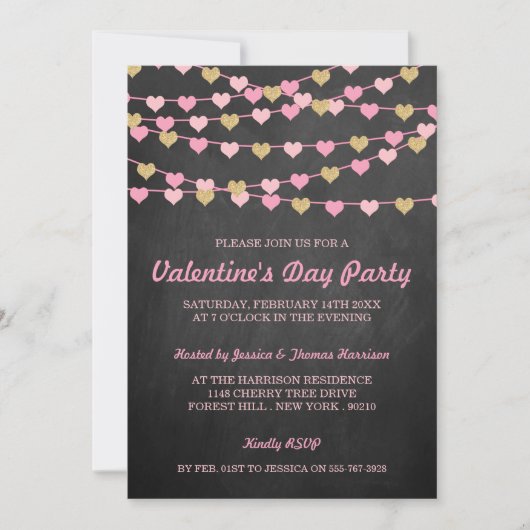 Invitation Chalkboard String Love Coeur Saint Valentin (Devant)