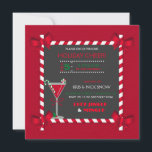 Invitation Chalkboard Sucre de canne Cadre Cocktail Fête de V<br><div class="desc">Sucre de canne encadré en tableau noir avec arcs d'angle et cocktail martini sur un arrière - plan en brique rouge.</div>