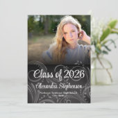 Invitation Chalkboard Swirl Class of 2025 Photo Graduation (Debout devant)
