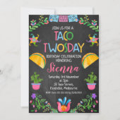 Invitation Chalkboard Taco Twosday Mexicaine 2e anniversaire (Devant)