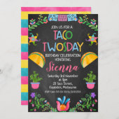Invitation Chalkboard Taco Twosday Mexicaine 2e anniversaire (Devant / Derrière)