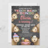 Invitation Chalkboard Teddy Bear Pique-nique Anniversaire Inv (Devant)