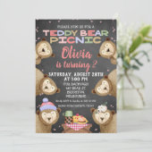 Invitation Chalkboard Teddy Bear Pique-nique Anniversaire Inv (Debout devant)