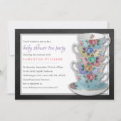 Invitation Chalkboard Teups Baby shower Tea Party (Devant)