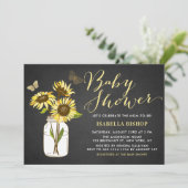 Invitation Chalkboard tournesol dans le Baby shower Mason Jar (Debout devant)