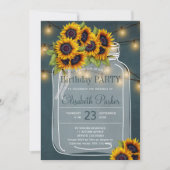 Invitation Chalkboard tournesol mason jar fête d'anniversaire (Devant)