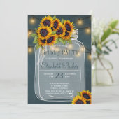 Invitation Chalkboard tournesol mason jar fête d'anniversaire (Debout devant)