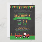 Invitation Chalkboard Tracteur/Fête d'anniversaire de ferme (Devant)
