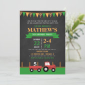 Invitation Chalkboard Tracteur/Fête d'anniversaire de ferme (Debout devant)