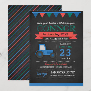 Invitation Chalkboard Tractor/Farm Anniversaire Fête Invitati