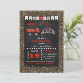 Invitation Chalkboard Trucks ou Tiaras Red Grey Genre Reveill (Debout devant)
