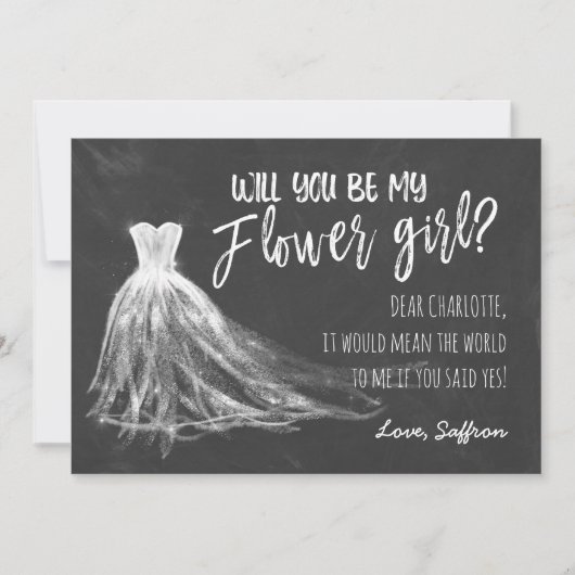 Invitation Chalkboard Tu Seras Ma Fille Fleur (Devant)