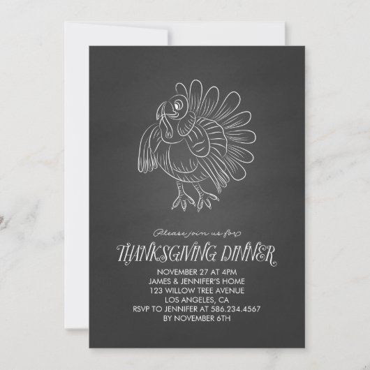 Invitation Chalkboard Turkey Thanksgiving (Devant)