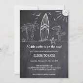 Invitation Chalkboard Un Petit Baby shower Surfer (Devant)