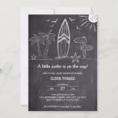 Invitation Chalkboard Un Petit Baby shower Surfer (Devant)