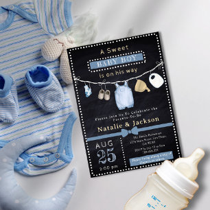 Invitation Chalkboard Vêtements de garçon Baby shower Invitat