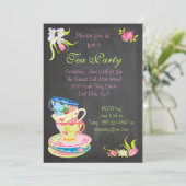 Invitation Chalkboard Victorian Stabilisé Tasses à Thé Invita (Debout devant)