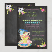 Invitation Chalkboard Victorian Stabilisé Tasses Baby shower (Devant / Derrière)