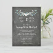 Invitation Chalkboard Vintage Floral Engagement Party (Debout devant)