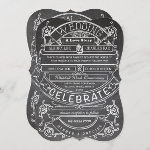 Invitation Chalkboard Vintage Moderne Mariage de typographie