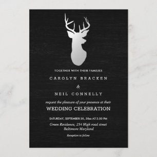 Invitation Chalkboard Vintage Silver Antler Mariage