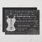 Invitation Chalkboard violet Lingerie Douche Bachelorette (Devant / Derrière)