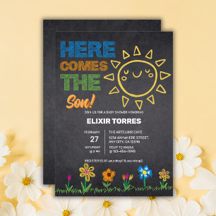 Invitation Chalkboard Voici Le Baby shower Fils