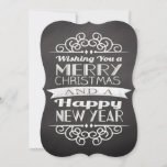 Invitation Chalkboard Vous Souhaitant Joyeux Noël<br><div class="desc">..et une bonne année ! Fraîchement design vintage,  ardoise foncée gris arrière - plan avec lettrage blanc et éléments décoratifs.</div>