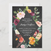 Invitation Chalkboard Watercolor Automne Florals Fête des mar (Devant)