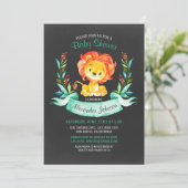 Invitation Chalkboard Watercolor Lion Baby shower (Debout devant)