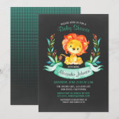 Invitation Chalkboard Watercolor Lion Baby shower (Devant / Derrière)
