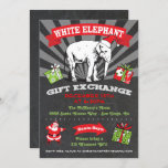 Invitation Chalkboard White Elephant Échange de cadeaux<br><div class="desc">Chalkboard White Elephant Gift Exchange Inviation Super Fun Christmas Gift Exchange invitations de fête avec Old Santa Claus et Vintage Elephant clip art avec de superbes graphiques et polices sur un arrière - plan de tableau noir fait dans un style poster. Idéal pour votre cool et hanche White Elephant Christmas...</div>