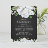 Invitation Chalkboard White roses nuptiale douche (Debout devant)