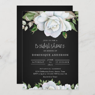 Invitation Chalkboard White roses nuptiale douche
