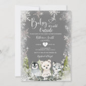 Invitation Chalkboard Winter Arcakes Baby shower Snowflakes (Devant)