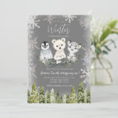 Invitation Chalkboard Winter Arctics Conderland Snowflakes (Debout devant)