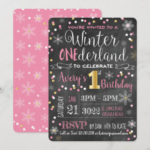 Invitation Chalkboard Winter ONE derland Premier anniversaire