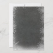 Invitation Chalkboard Winter Penguin Fleurs roses Anniversair (Dos)