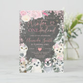 Invitation Chalkboard Winter Rose Animal Onederland Anniversa (Debout devant)