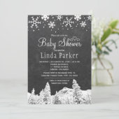 Invitation Chalkboard Wisland baby shower d'hiver rustique (Debout devant)