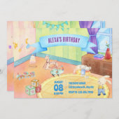 Invitation Chambre bébé avec jouets anniversaire (Devant / Derrière)