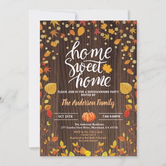 Invitation Chambre d'automne Fête de chauffage bois rustique  (Devant)