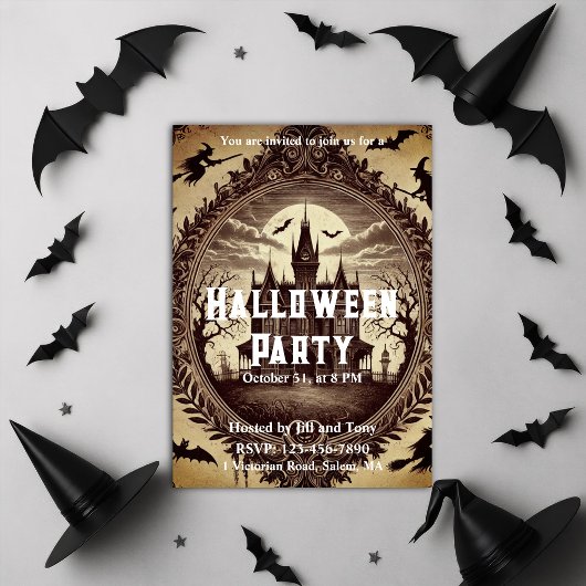 Invitation Chambre de l'Halloween victorienne gothique